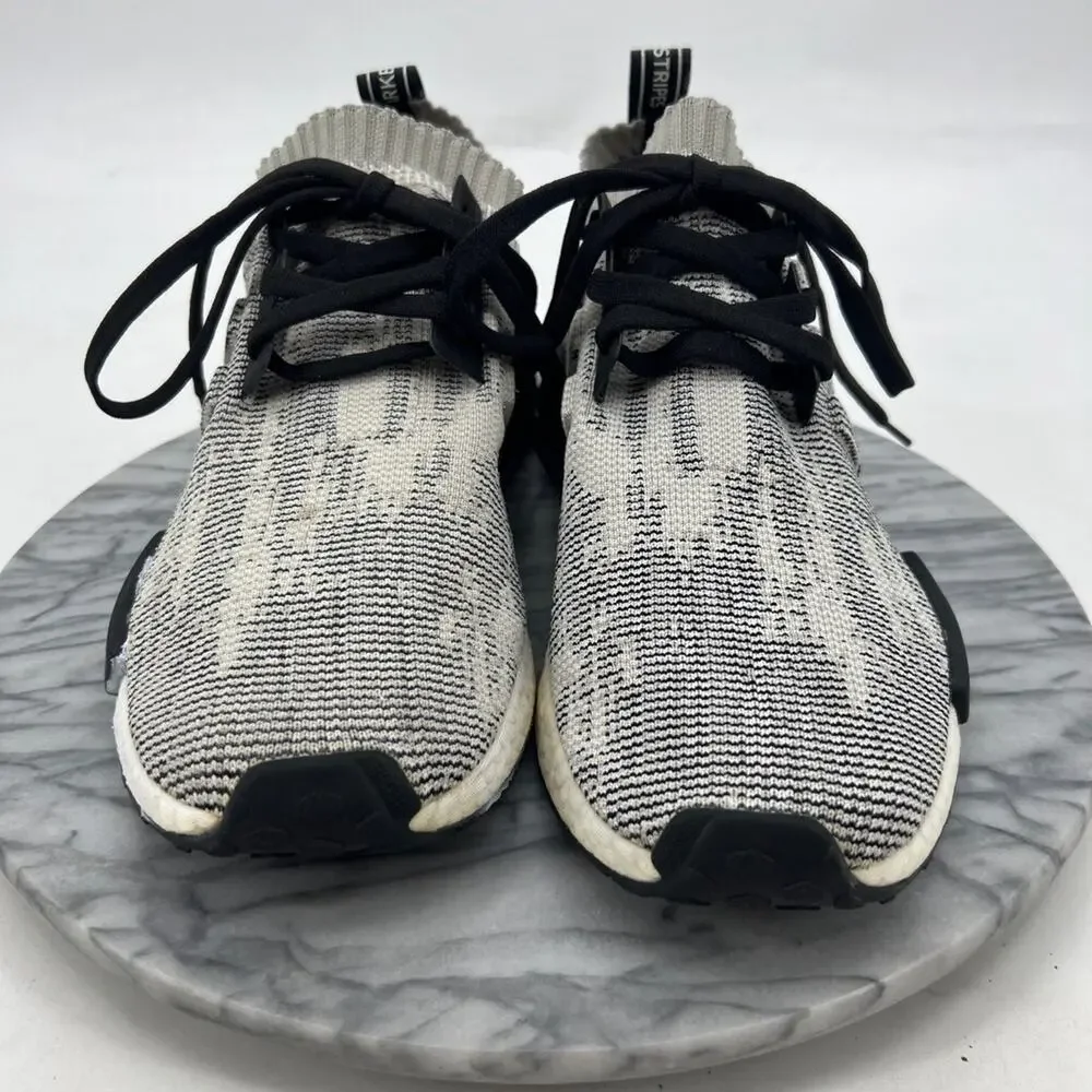 Adidas Mens 12 NMD R1 Primeknit Sesame Sneakers Lightweight Shoes AQ0899